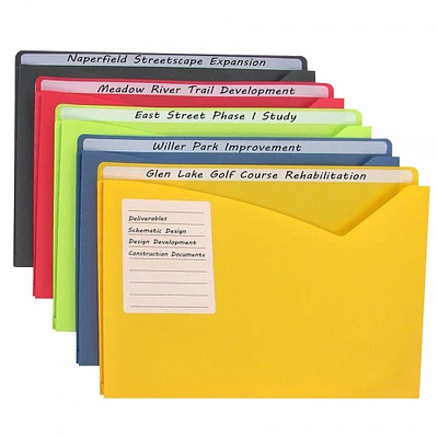 5 Packs: 25 ct. (125 total) C-Line® Assorted Colors Write-On Poly File Jackets