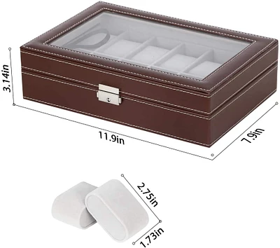 Pecan Brown Dozen Leather Watch Box