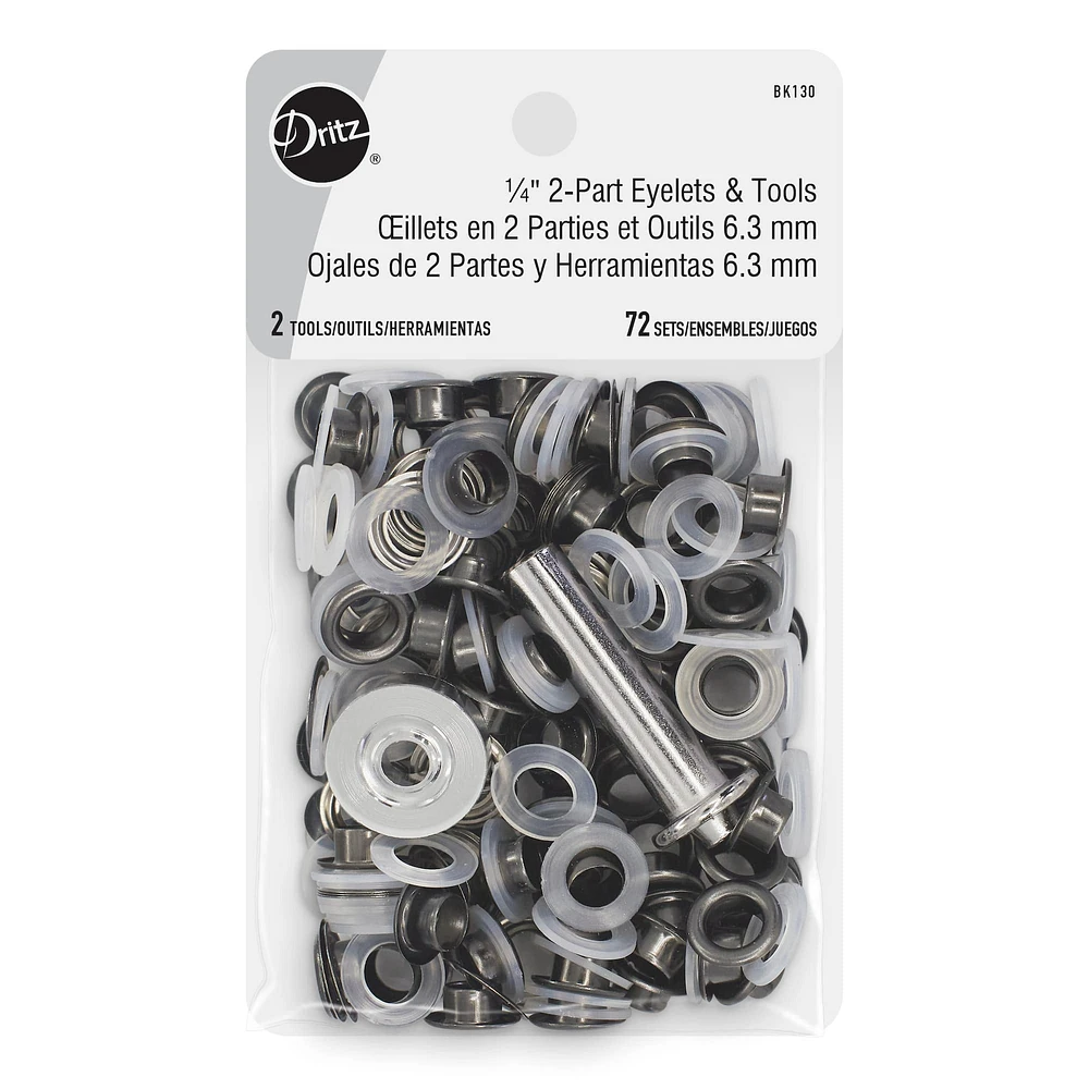 Dritz® Gray 1/4" 2-Part Eyelets & Tools, 72 Sets