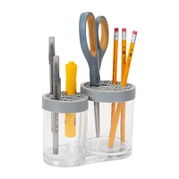 Simplify Gray 2 Compartment Cosmetic Brush Holder