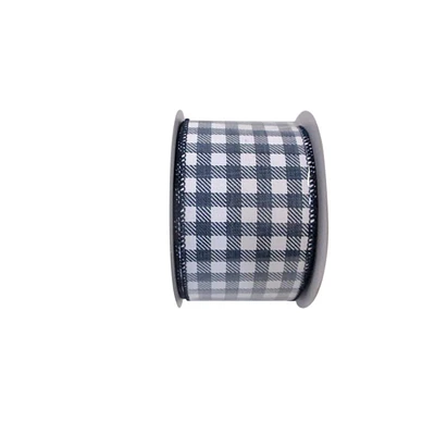 Reliant 2.5" x 10yd. Gingham Twill Print Linen Wired Ribbon