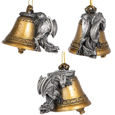 Designer Toscano 3ct. Humdinger the Bell Ringer Gothic Dragon Ornaments