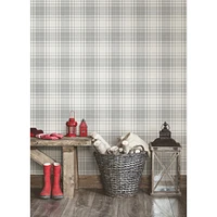 InHome Franklin Plaid Gray Peel & Stick Wallpaper