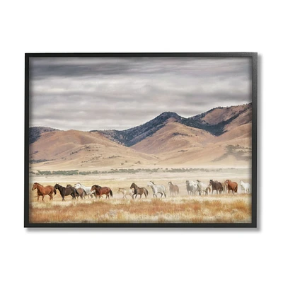 Stupell Industries Wild Horses Roaming Across Western Landscape in Frame Wall Art