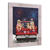 Patriotic Truck Pups Western Framed Print