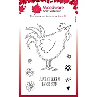 Woodware Singles Fuzzie Friends Clara The Chicken Clear Stamps