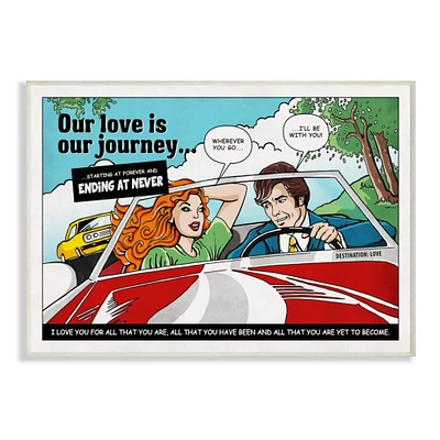 Stupell Industries Love Journey Comic Style Wooden Wall Plaque