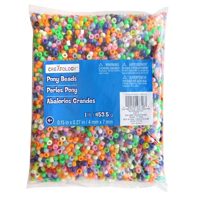 12 Pack: 1lb. Opaque Pony Beads by Creatology™, 4mm x 7mm