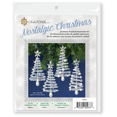 Solid Oak Nostalgic Christmas Frosty Christmas Trees Beaded Crystal Ornament Kit