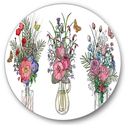 Designart - Bouquets Of Wildflowers In Transparent Vases II