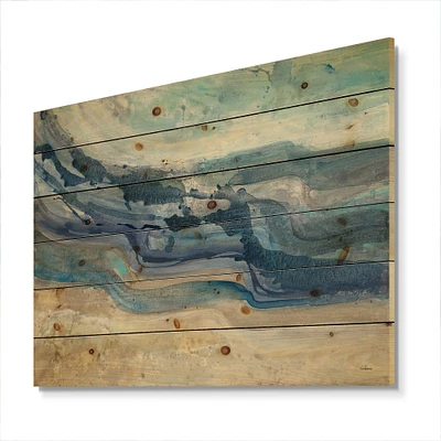 Designart - Coast Blue Sea Waves Watercolour