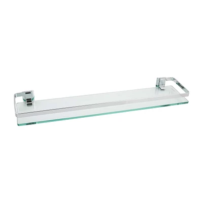 Organize It All Wall Mounted Glass Shelf With Chrome Rail