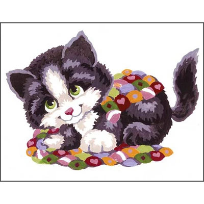 Collection D'Art Patchwork Kitten Stamped Needlepoint Kit