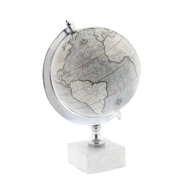 11" White Ceramic & Metal Contemporary Globe