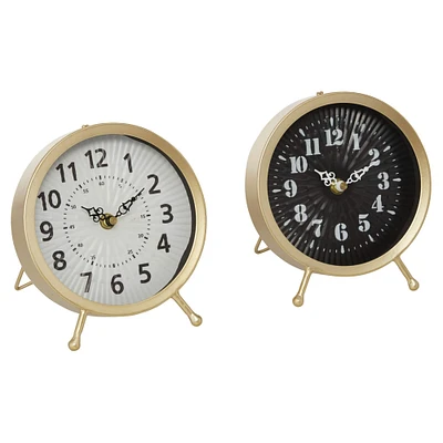 7" Gold Metal Modern Clock Set