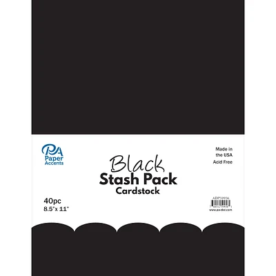 PA Paper™ Accents Black Stash Pack 8.5" x 11" Cardstock, 40 sheets