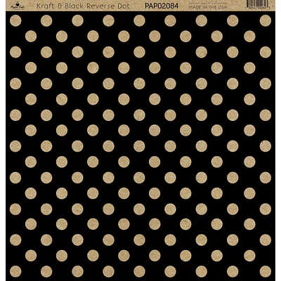 Paper Café Kraft & Black Reverse Dot 12" x 12" Cardstock, 15 Sheets