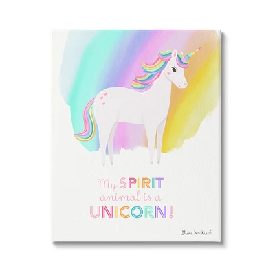Stupell Industries Unicorn Spirit Animal Vivid Fantasy Rainbow Canvas Wall Art