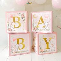 Kate Aspen® Pink Elephant Baby Shower Block Box Set