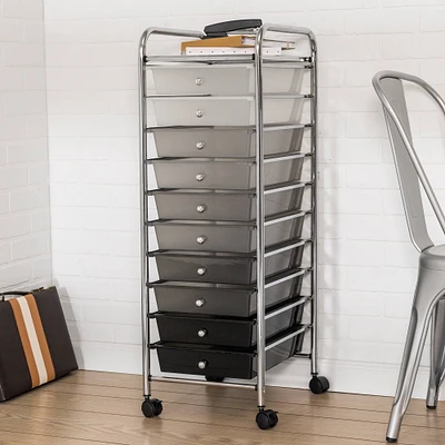 Honey Can Do 10-Drawer Grayscale Rolling Storage Cart