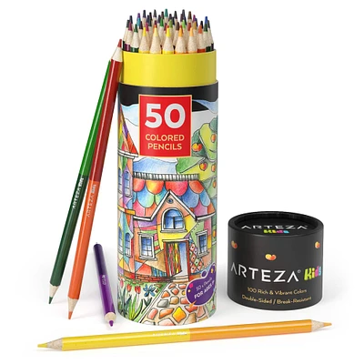 Arteza® Kids Colored Pencils, double sided, Set of 50 pcs