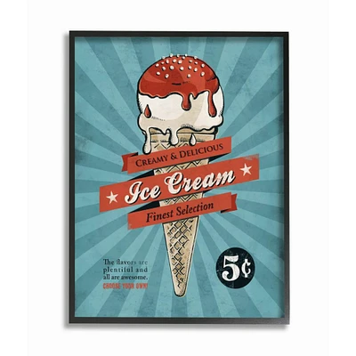 Stupell Industries Retro Ice Cream Parlor Black Framed Wall Art