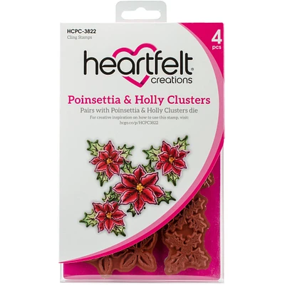 Heartfelt Creations® Poinsettia & Holly Cling Rubber Stamp Set