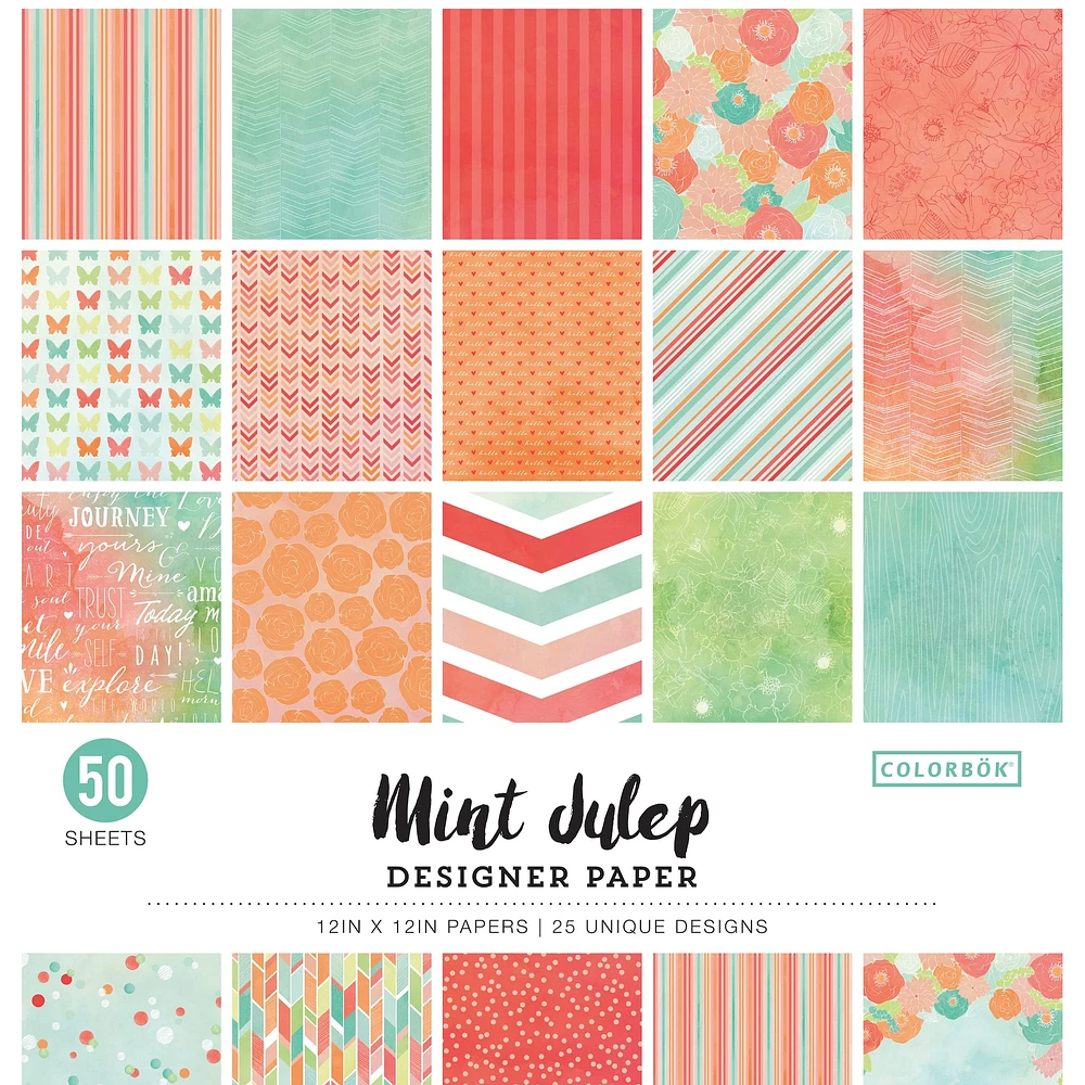 Colorbok® Mint Julep Designer Paper Pad, 12" x 12"