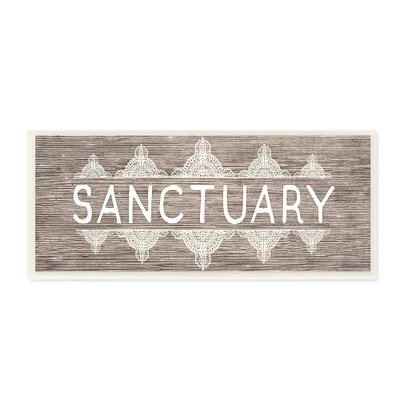 Stupell Industries Rustic Sanctuary Text with Paisley Country Pattern, 7" x 17"