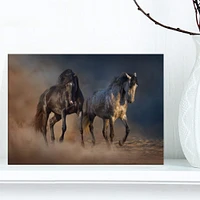 Designart - Black and white horse run