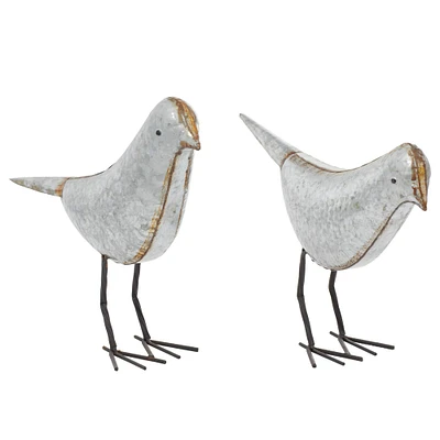 Gray Metal Farmhouse Bird Sculpture Set