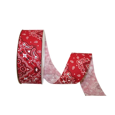 Reliant 1.375" x 10yd. Wired Red Bandana West Ribbon