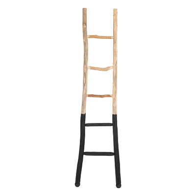 6ft. Natural & Black Wood Decorative Blanket Ladder