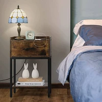 NEX™ 2 Layer Bedside End Table with Drawer & USB Ports