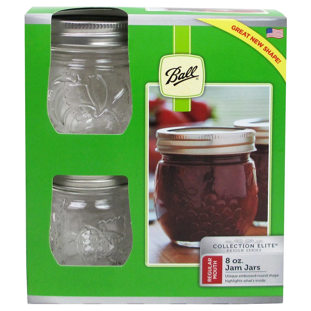 Ball Jar Jam Regular Mouth 8oz Elite Clear 4pc