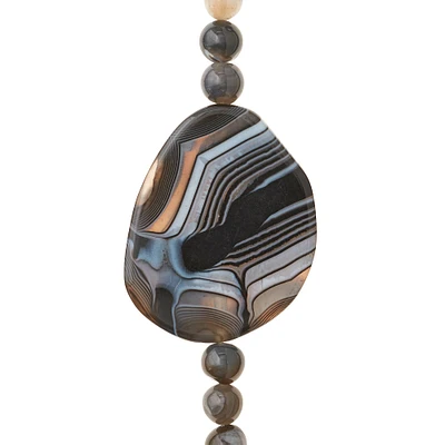 Black Agate Round Beads with Center Piece by Bead Landing™