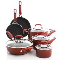 Kenmore® Elite Andover 10-Piece Red Gradient Nonstick Aluminum Cookware Set