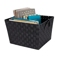 Simplify Large Black Woven Storage Bin