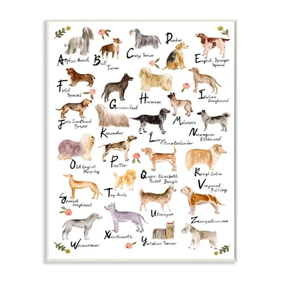 Stupell Industries Chic Alphabet of Dogs with Floral Detail Wall Art