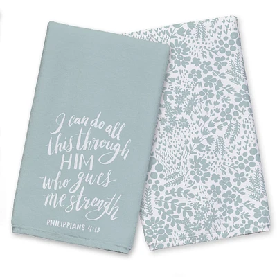 All Things Through Him Tea Towel Set