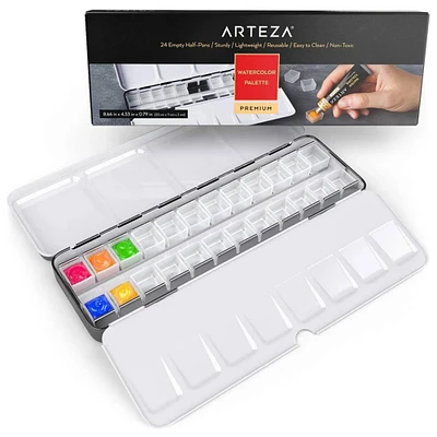 Arteza® Watercolor Empty Half-Pans In Tin Box