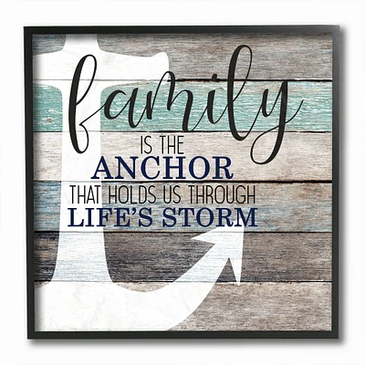 Stupell Industries Family Anchor Through Storm Wall Accent with Black Frame