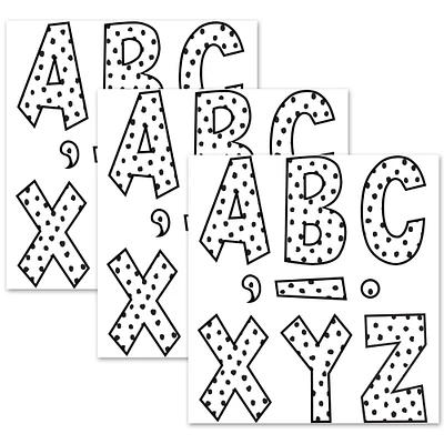Teacher Created Resources 7" Black Painted Dots on White Fun Font Letters, 3 Packs of 120