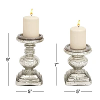 Silver Glass Traditional Candle Holder Set, 2ct.