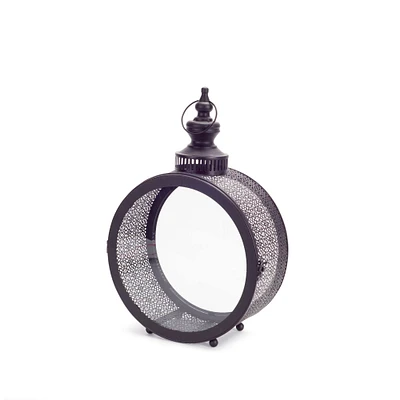 17.5'' Black Metal & Glass Lantern