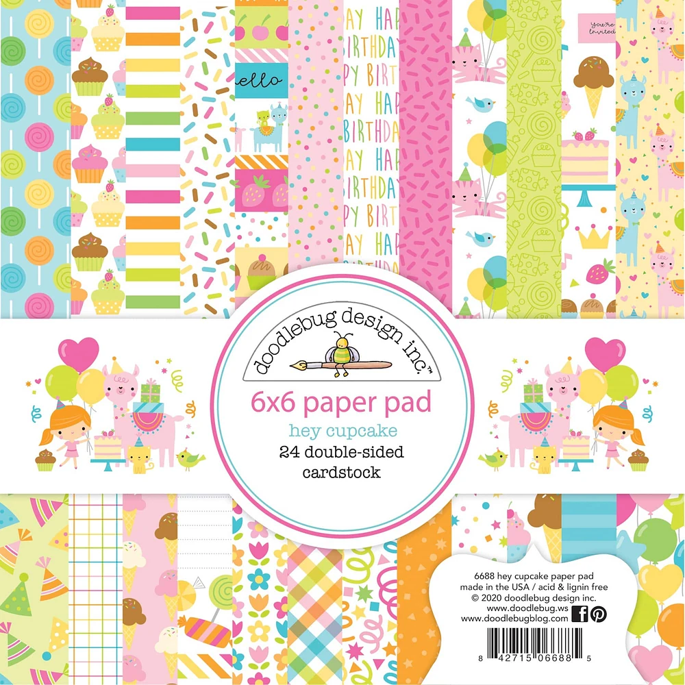 Doodlebug Design Inc.™ Petite Prints Hey Cupcake 6" x 6" Paper Pad, 24 Sheets