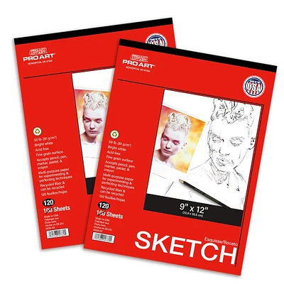 Pro Art® Taped Sketch Paper Pad, 9'' x 12'', 2ct.