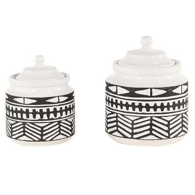 Black & White Ceramic Eclectic Decorative Jar Set