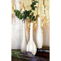 CosmoLiving by Cosmopolitan White Stoneware Modern Vase Set