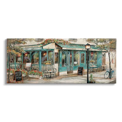 Stupell Industries European City Streets Traditional Restaurant Architecture Sidewalk Scene Canvas Wall Art